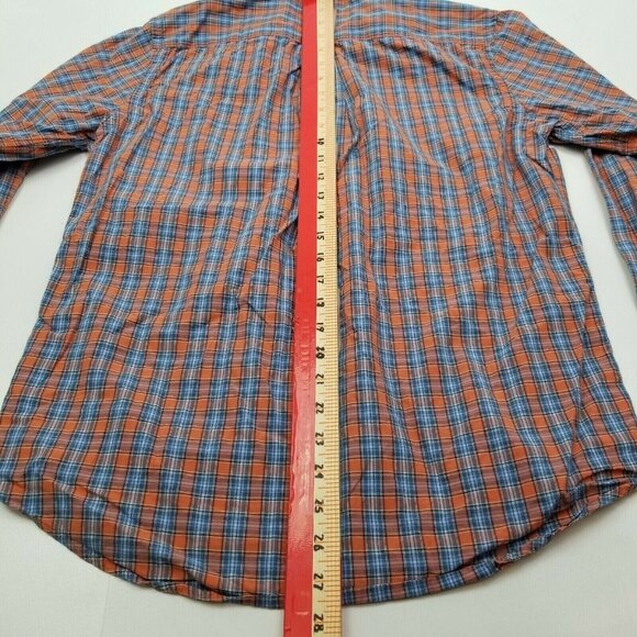Tommy Hilfiger Long-Sleeve Button Down Shirt Color: Orange & Blue Size Small - Picture 6 of 9